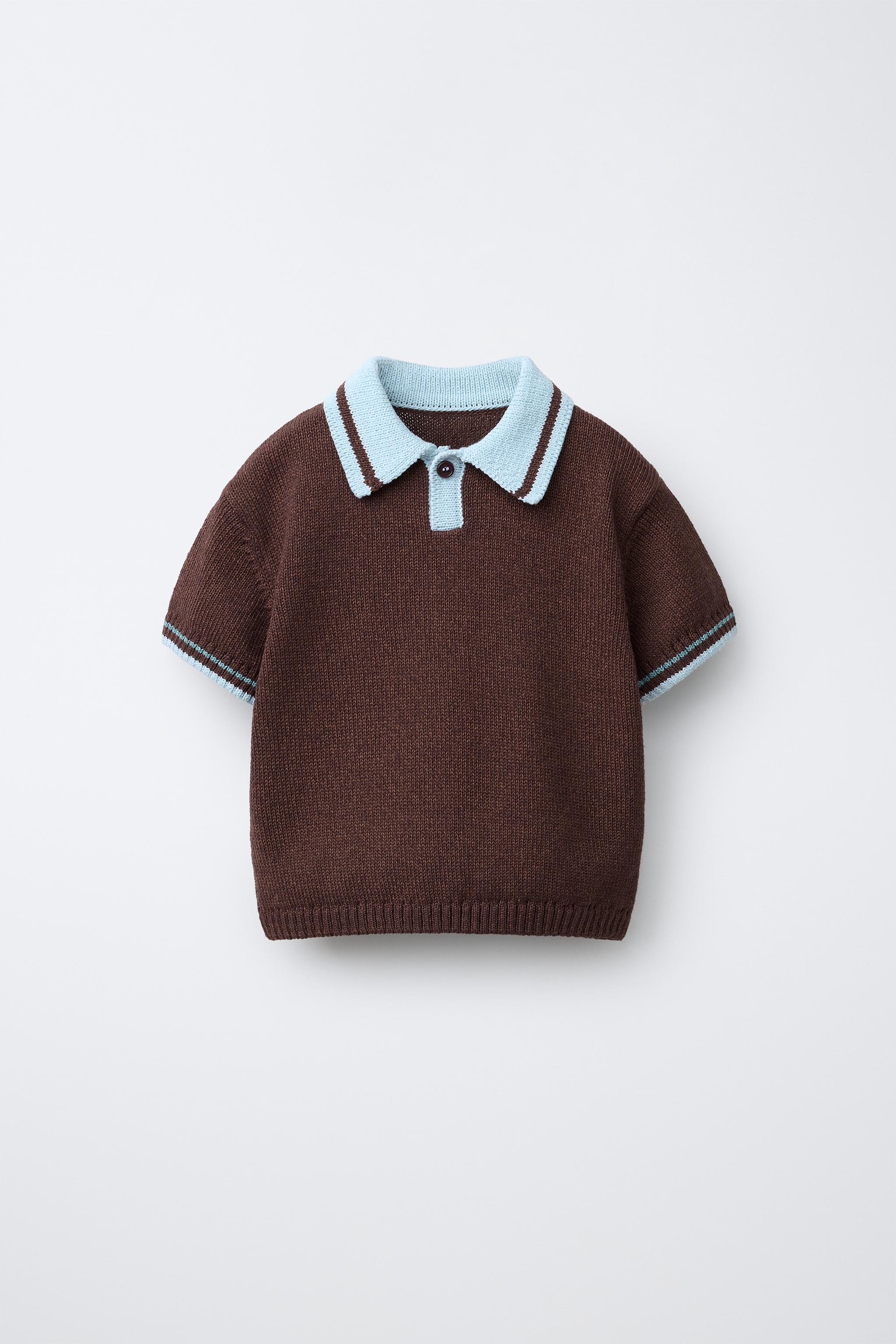 POLO EN MAILLE À COL CONTRASTANT